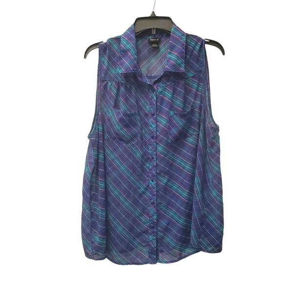 torrid Tops - Torrid Sleeveless Plaid Button Up Blouse Size 1 1X XL
